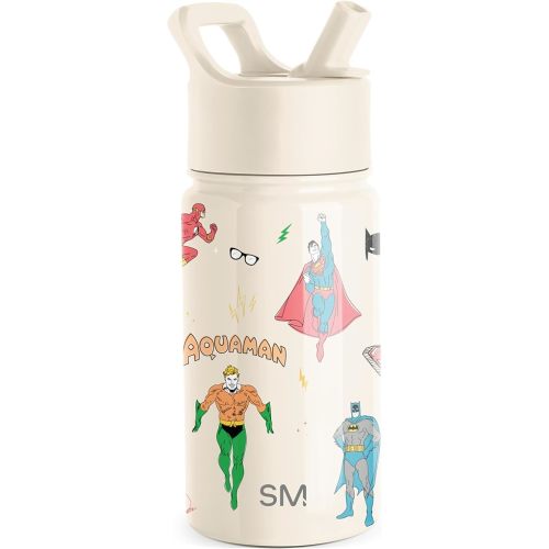 Simple Modern DC Comics Superhero Kids Water Bottle with Straw Lid | Reusable Insulated Stainless Steel Cup for Toddlers, School | Summit Collection | 14oz, Super Hero Boys