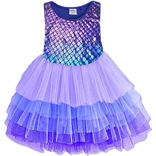 VIKITA Toddler Girls Dresses Summer Sleeveless Polyester Tutu Dresses for Girls 3-12 Years