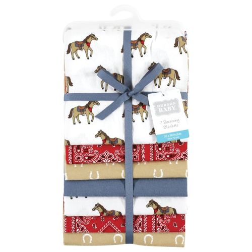 Amazon.com: Hudson Baby Unisex Baby Cotton Flannel Receiving Blankets Bundle, Cowboy, One Size