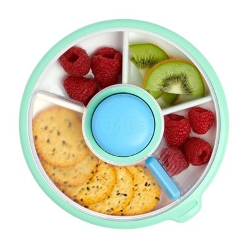 Kids' Small Snack Spinner Slide Baby and Toddler Food Storage Container - Twinberry Blue - 11oz