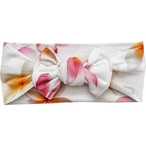Plumeria Ultra Soft Newborn Headband Bow, Viscose from Bamboo with Spandex Stretchy Material