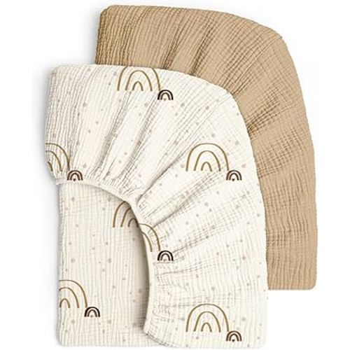 Lulu moon Muslin Crib Sheets - Fitted Crib Mattress Sheets for Boys and Girl - 28"x 52", 2 Pack