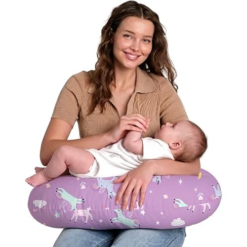 Little Grape Land Nursing Pillow for Infants, Breastfeeding Pillows, Baby Pillow for Nursing, Bottle Feeding with Machine Washable Cover & Breathable Filling