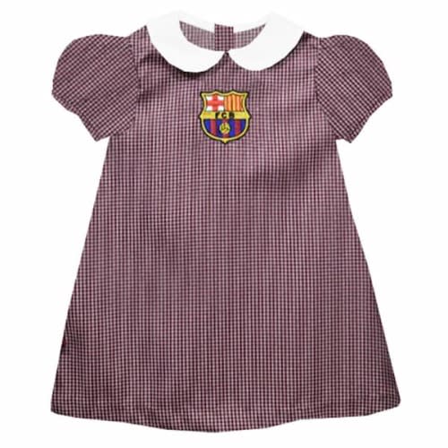 Barcelona Vive La Fete Girls Infant Gingham Puffy A-Line Dress - Maroon