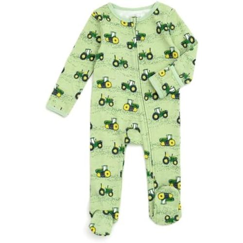 John Deere Farm Animals Tractors Baby Ribbed Zip Up Sleep N' Play Newborn to Infant Sizes (Newborn - 24 Months)