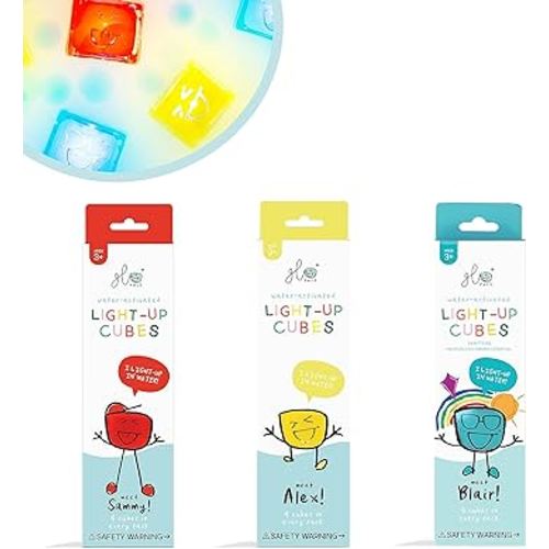 Glo Pals Water-Activated Light-Up Cubes Bundle for Sensory Play (Primary Pals – Yellow, Red + Blue)
