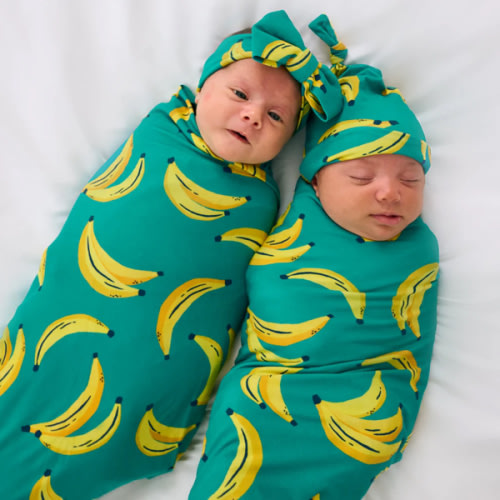 Go Bananas Swaddle & Luxe Bow Headband Set | Little Sleepies