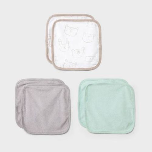Baby 6pk Washcloth Set - Cloud Island™ Bronze: Extra Lightweight French Terry, Cotton-polyester Blend, Machine Washable