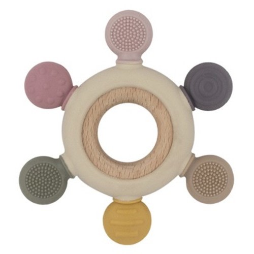 Living Textiles | PLAYGROUND Silicone Wheel Teether, Color: Rose