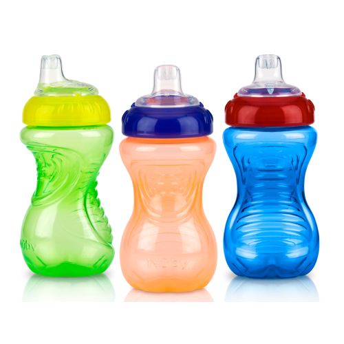 Nuby Easy Grip Soft Spout Sippy Cup for Toddlers - 3 Pack Non-Spill Baby Lid