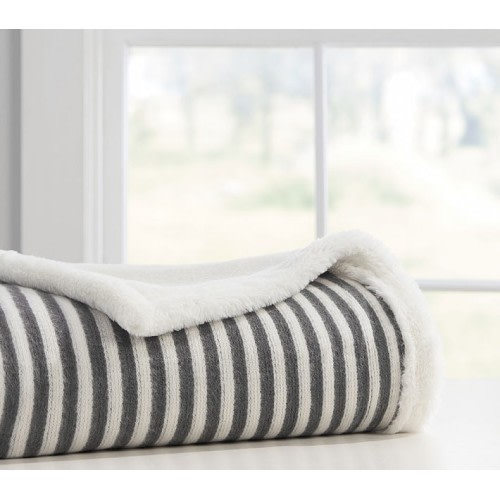 Stripe Fur Baby Blanket - Charcoal