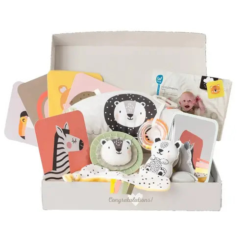 TAF Toys Newborn Developmental Toy Kit, Perfect Baby Shower Gifts for Boys and Girls, Includes 12 Essential Boy and Girl Toys for Learning and Stimulation, Ideal New Baby Gift Basket