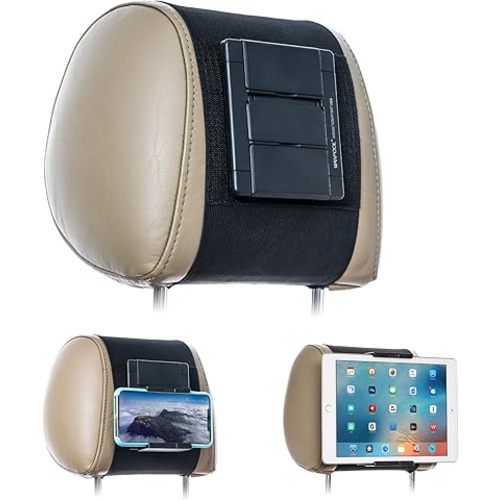 Car Headrest Mount Holder for Tablets and Phones with 5-10.5Inch Screens -Compatible with iPhone iPad Air Mini, Galaxy, Switch