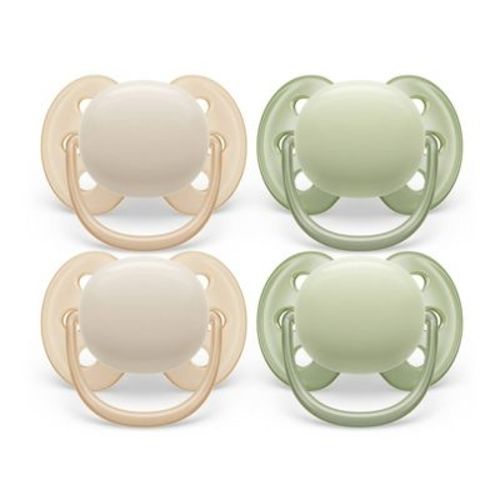 Avent Philips Ultra Soft Pacifier 0-6 Months - Sand/ Pastel Warm Green - 4pk