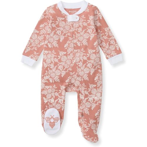 Burt's Bees Baby Girls Footed One-Piece Pajamas, Sleep and Play Loose Fit, 100% Organic Cotton, Sizes NB to 6-9 Months