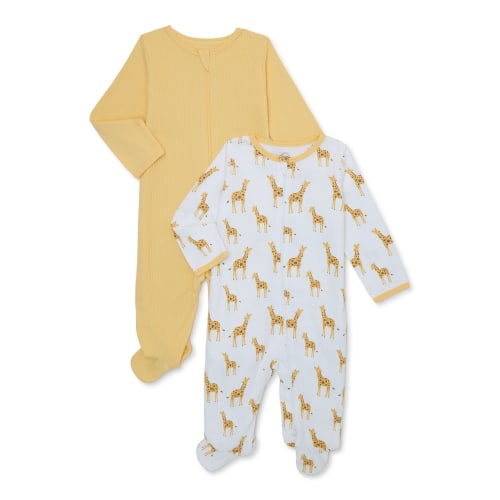 Wonder Nation Baby Boys Giraffe Sleep and Play, 2-Pack, Sizes 0-9 Months