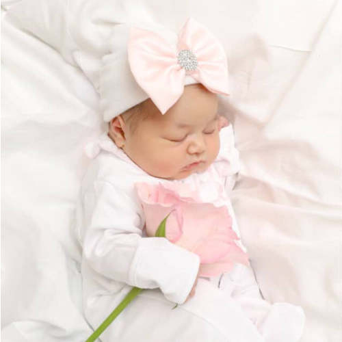 Newborn Satin Bow Hospital Hat – BowtifulThings