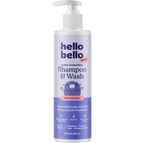 Hello Bello Baby Premium Shampoo & Wash, Gentle Soft Lavender Scent, 10oz Bottle