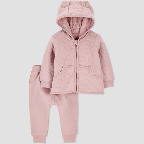 Carter's Just One You® Baby Girls' 2pc Quilted Sweatshirt & Jogger Pants Set - Pink