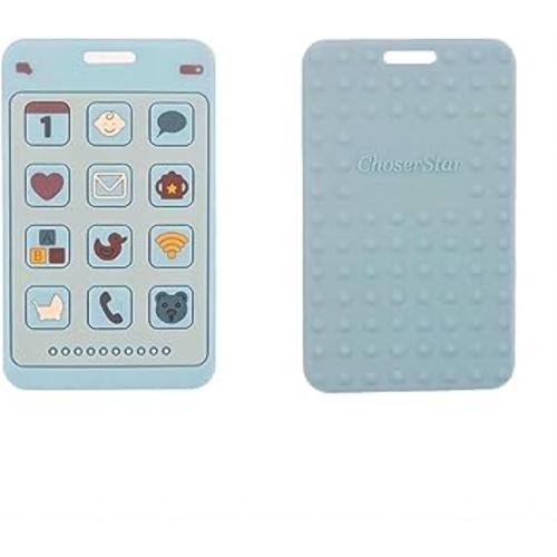 Soft Silicone Phone Shape Teether Boys Girls Baby Molar Teether Chew Toys, Teething Toy (Blue)