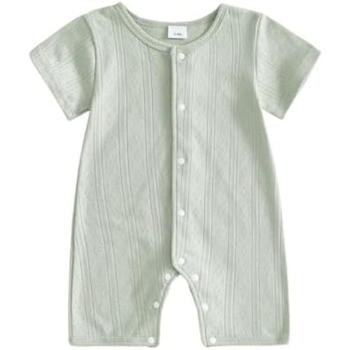 Newborn Baby Girl Boy Short Sleeve Knit Romper Infant Summer Clothes Button Jumpsuit One Piece Outfit