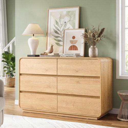 Latitude Run® Farmhouse 6-Drawer Dresser, Rustic Wood Chest of Drawers with Natural Texture, Multi-Use Storage for Bedroom & Living Room | Wayfair