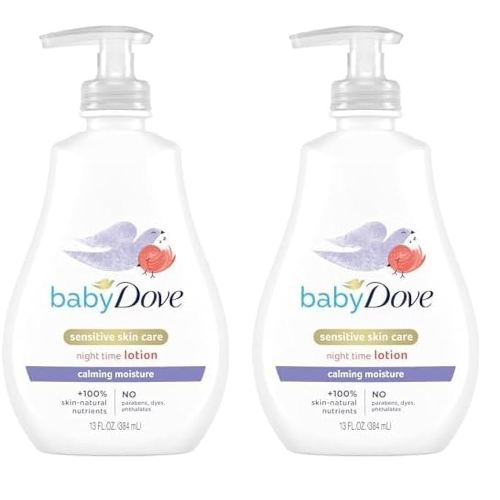 Baby Dove Sensitive Skin Care Baby Lotion For a Soothing Scented Lotion Calming Moisture Hypoallergenic and Dermatologist-Tested 13 oz (Pack of 2)