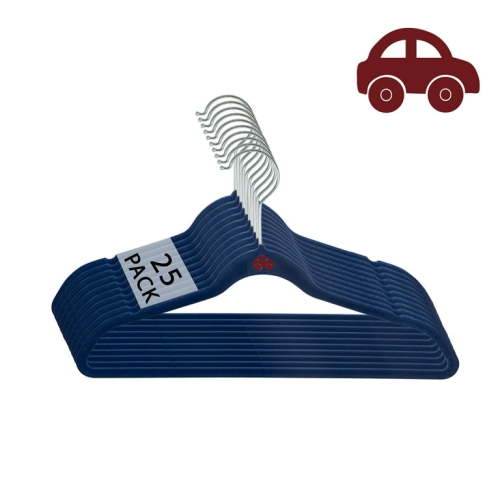 Simplify Kids Velvet Shirt Hangers, 25 Pack, Navy
