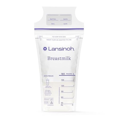 Lansinoh Breastmilk Storage Bags, 200 Count Value Pack, Baby Essentials, Fast Freeze & Thaw Breast Milk Bags for Baby Bottle Feeding, Superior Strength & Stretch, 6 Ounce