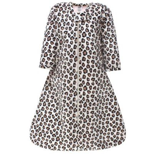 Hudson Baby Infant Girl Long Sleeve Plush Faux Fur Sleeping Bag, Wearable Blanket, Leopard Pink