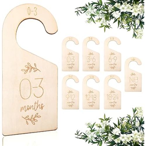 Ouligay 7 Pcs Closet Dividers for Baby Clothes,Wood Baby Closet Organizer for Nursery Decor,Baby Dividers for Closet,Nursery Essentials for New Mom Dad Parents,Gifts for New Mom(Sort by Month)