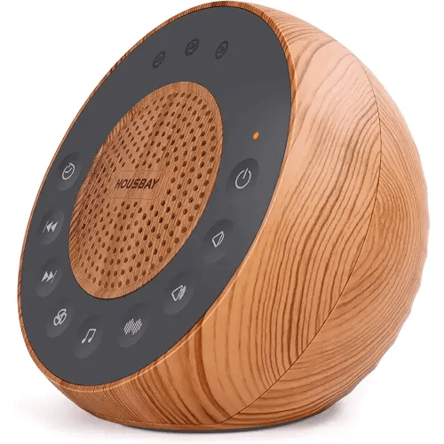 Housbay White Noise Machine with 31 Soothing Sounds, 5W Loud Stereo Sound, Auto-Off Timer, Adjustable Volume, Sleep Sound Machine for Baby, Kid, Adult -Wood Grain