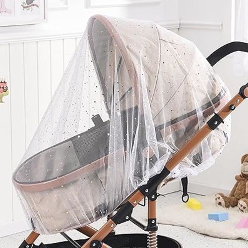 Mosquito Net for Stroller,Baby Pram Net Portable Star Print Stroller Netting Cover Perfect Bug Net for Strollers,Bassinets,Mini Crib,Cradles and Playards (White Star), yecwz002