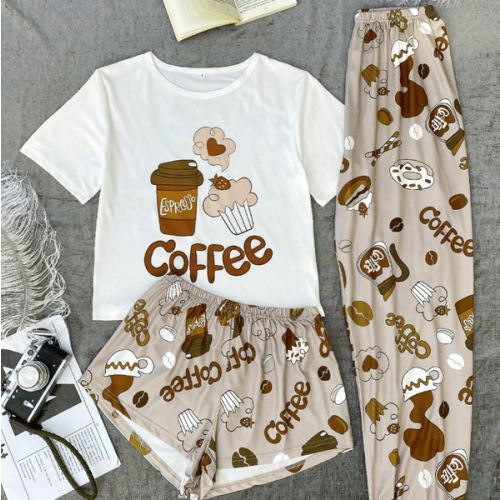 Women's Plus Size Letter & Cartoon Printed Pajama Set