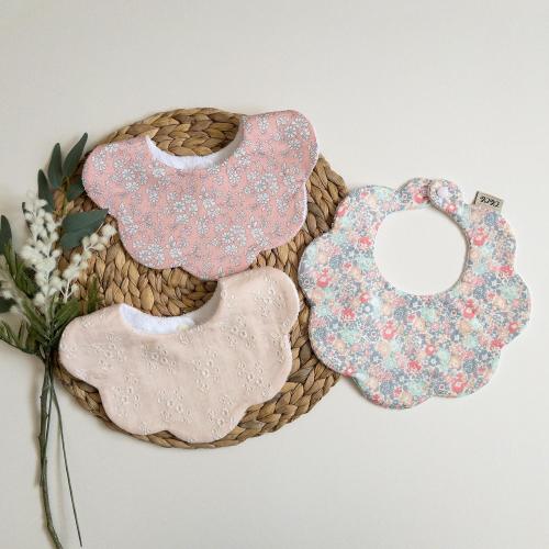 Scalloped baby dribble bibs Liberty Fabric floral drool bib for newborn gift set for baby shower gifts idea for baby girl personalised gifts