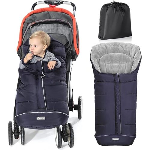 Orzbow Warm Bunting Bag Universal,Stroller Sleeping Bag Cold Weather,Waterproof Toddler Footmuff(Blue,Large)