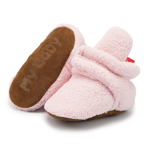 HsdsBebe Unisex Newborn Baby Cotton Booties Non-Slip Sole for Toddler Boys Girls Infant Winter Warm Fleece Cozy Socks Shoes