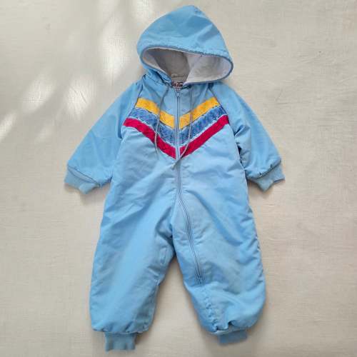 Vintage Colorful Hooded Snowsuit 9-12 months