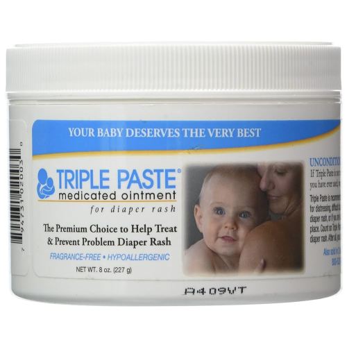 Triple Paste Medicated Ointment for Diaper Rash, Fragrance Free, Hypoallergenic,8 oz