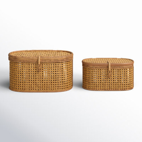 Birch Lane™ Edelie 2 Piece Rattan Storage Bin Set | Birch Lane