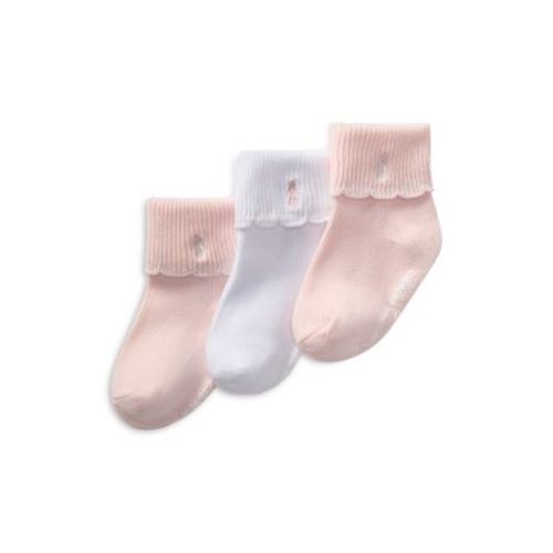 Girls' Scalloped Edge Turn Cuff Socks, Pack of 3 - Baby