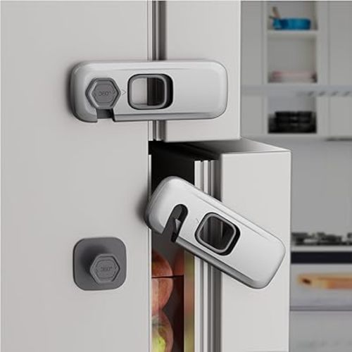 5 Pack Child Proof Refrigerator Lock, Baby Proofing Cabinet Locks, oven lock child safety, fridge lock, for Fridge, Drawers, Dishwasher, Oven, Cupboard, Closet, Adhesive, No Tools Need(Grey)
