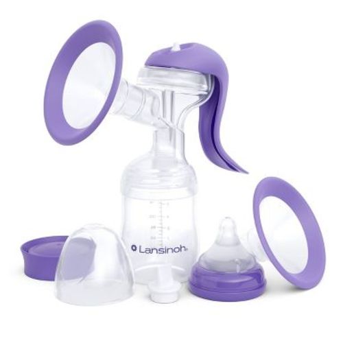 Lansinoh Manual Breast Pump with 5oz Baby Bottle and Slow Flow Nipple
