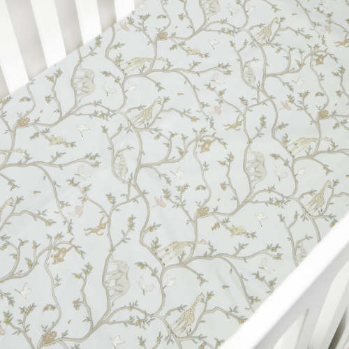 Animal Parade Crib Sheet - Blue | Gooselings