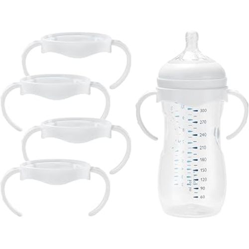 (4 Pack Bottles Handles for Philips Avent Natural Baby Bottle, Quick Install & Easy for Little Hands to Hold, White