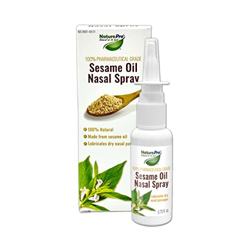 NaturePro - All-Natural Nasal Moisturizer Spray with 100% Pharmaceutical Grade Sesame Oil 0.75fl. to Soothe & Moisturize Dry Nose, Nasal Lubricant & Decongestant for Dry Nose Relief