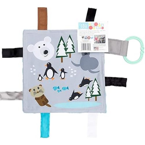 Baby Jack & Co 8x8” Polar Lovey Tag Toys for Babies - Baby Crinkle Toys - Crinkle Toys for Baby - Soft & Safe - Learn Shapes & Colors - Ideal Baby Toy - BPA Free w/Stroller Clip
