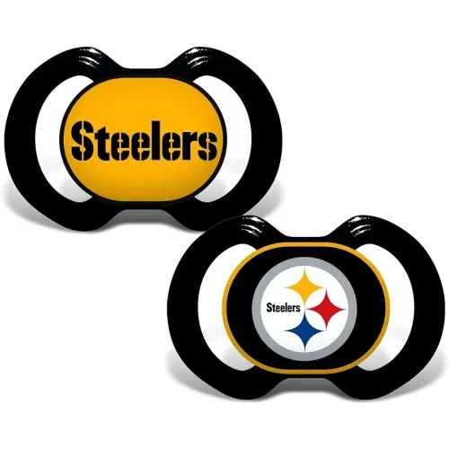 Baby Fanatic 2 Piece Pacifier Set, Pittsburgh Steelers, One Size