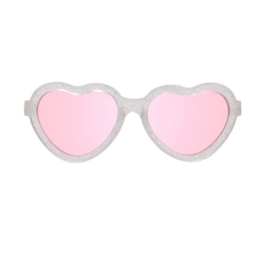 Silver Shimmer Heart | Pink Mirrored Lenses – Babiators Sunglasses