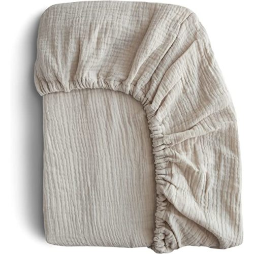 mushie Extra Soft Muslin Fitted Crib Sheet | 28"x 52" (Fog)